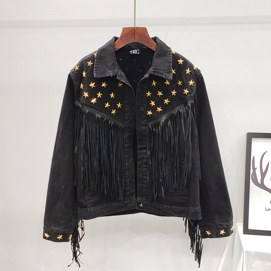Abrigo para Mujer con Remaches de Estrella Europea y Borla Decorativa - Image 9