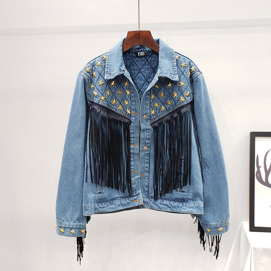 Abrigo para Mujer con Remaches de Estrella Europea y Borla Decorativa - Image 10