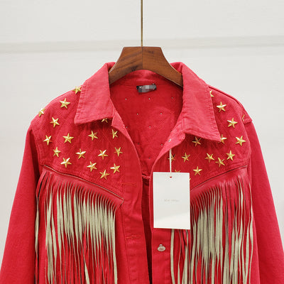 Abrigo para Mujer con Remaches de Estrella Europea y Borla Decorativa - Image 12