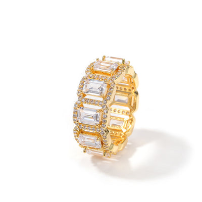 Anillo de Zirconia Rectangular Hueco Estilo Europeo y Americano - Image 9