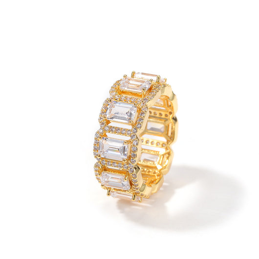Anillo de Zirconia Rectangular Hueco Estilo Europeo y Americano - Image 9