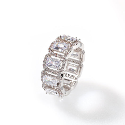 Anillo de Zirconia Rectangular Hueco Estilo Europeo y Americano - Image 10