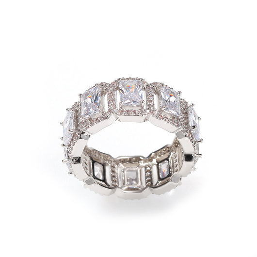 Anillo de Zirconia Rectangular Hueco Estilo Europeo y Americano - Image 11