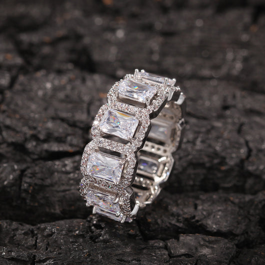 Anillo de Zirconia Rectangular Hueco Estilo Europeo y Americano - Image 13