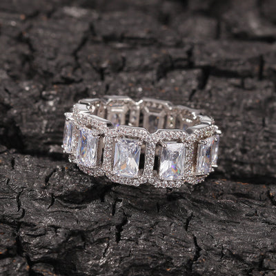 Anillo de Zirconia Rectangular Hueco Estilo Europeo y Americano - Image 14