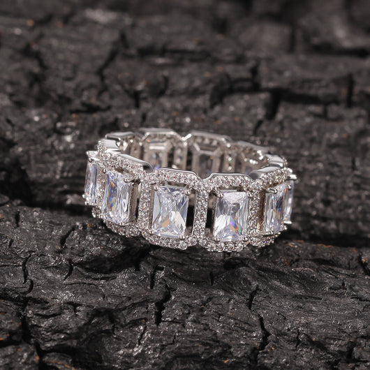 Anillo de Zirconia Rectangular Hueco Estilo Europeo y Americano - Image 14