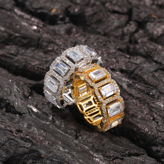 Anillo de Zirconia Rectangular Hueco Estilo Europeo y Americano - Image 15