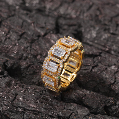 Anillo de Zirconia Rectangular Hueco Estilo Europeo y Americano - Image 16