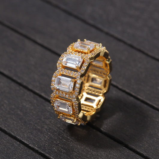 Anillo de Zirconia Rectangular Hueco Estilo Europeo y Americano - Image 17