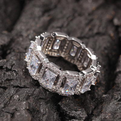 Anillo de Zirconia Rectangular Hueco Estilo Europeo y Americano - Image 18