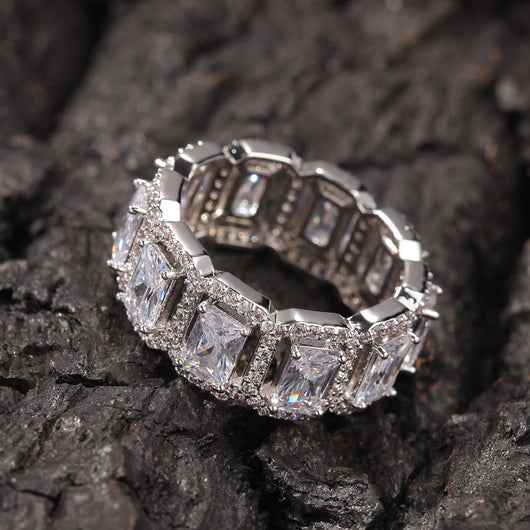 Anillo de Zirconia Rectangular Hueco Estilo Europeo y Americano - Image 18