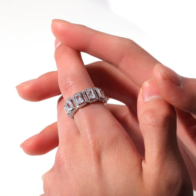 Anillo de Zirconia Rectangular Hueco Estilo Europeo y Americano - Image 20