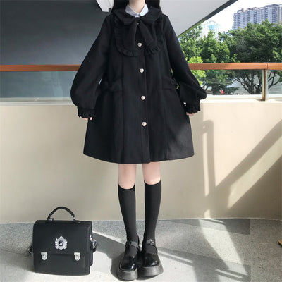 Abrigo de Lana con Cuello Estilo Muñeca Japonesa para Mujer - Image 7