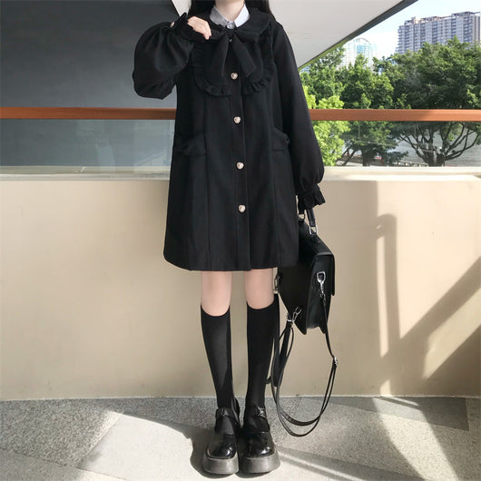 Abrigo de Lana con Cuello Estilo Muñeca Japonesa para Mujer - Image 8