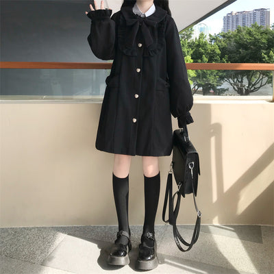 Abrigo de Lana con Cuello Estilo Muñeca Japonesa para Mujer - Image 9