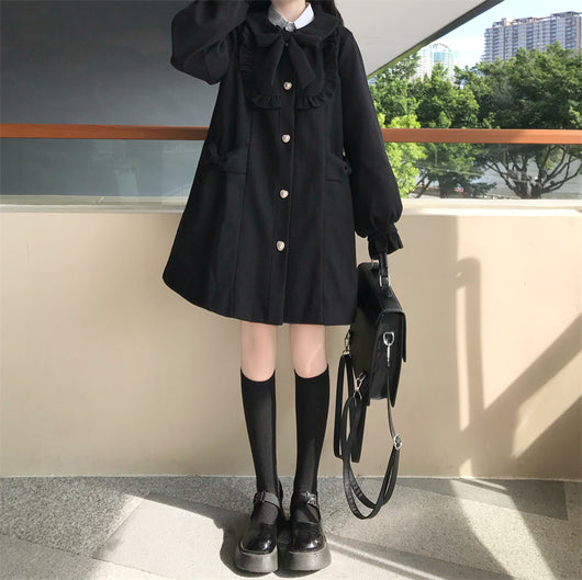 Abrigo de Lana con Cuello Estilo Muñeca Japonesa para Mujer - Image 10