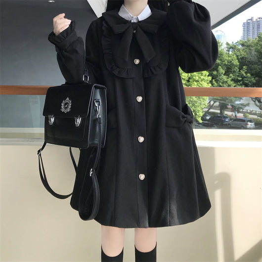 Abrigo de Lana con Cuello Estilo Muñeca Japonesa para Mujer - Image 11