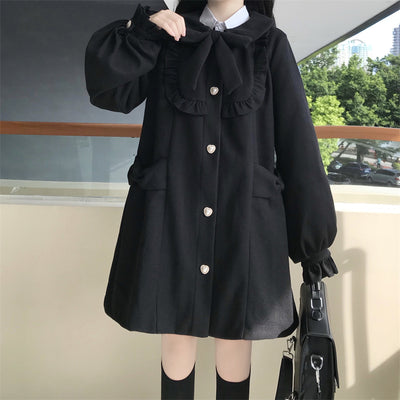 Abrigo de Lana con Cuello Estilo Muñeca Japonesa para Mujer - Image 12