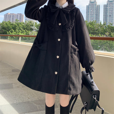 Abrigo de Lana con Cuello Estilo Muñeca Japonesa para Mujer - Image 14