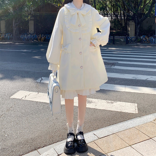 Abrigo de Lana con Cuello Estilo Muñeca Japonesa para Mujer - Image 18