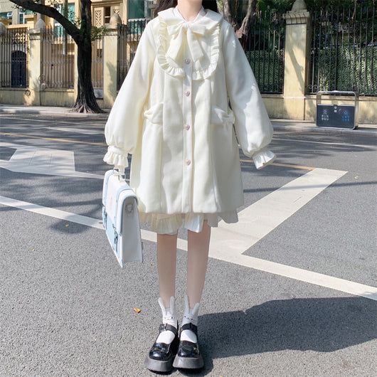 Abrigo de Lana con Cuello Estilo Muñeca Japonesa para Mujer - Image 23