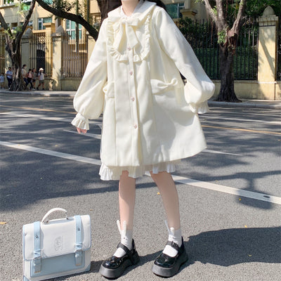 Abrigo de Lana con Cuello Estilo Muñeca Japonesa para Mujer - Image 25