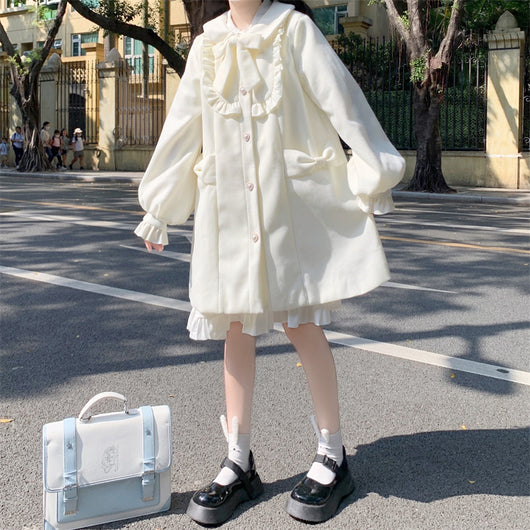 Abrigo de Lana con Cuello Estilo Muñeca Japonesa para Mujer - Image 25