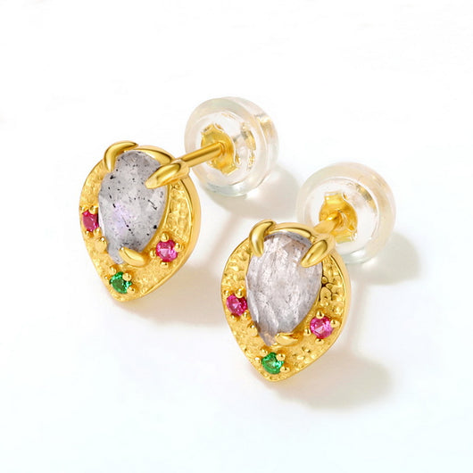 Aretes de Plata Esterlina con Piedra Natural y Hoja Vintage - Lujo Accesible - Image 9
