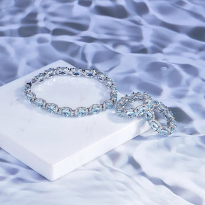 Pulsera y Anillo Acuamarina Galaxy Princess con Encaje Delicado - Image 9
