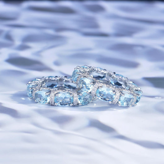 Pulsera y Anillo Acuamarina Galaxy Princess con Encaje Delicado - Image 11