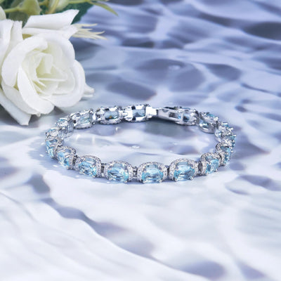 Pulsera y Anillo Acuamarina Galaxy Princess con Encaje Delicado - Image 16