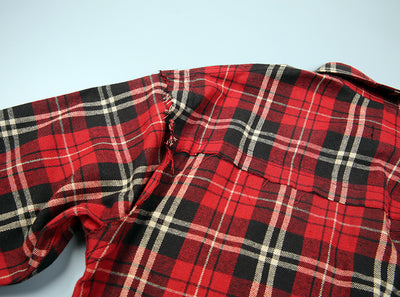 Camisa de Algodón Escocesa Roja a Cuadros con Detalles Desgarrados - Image 19