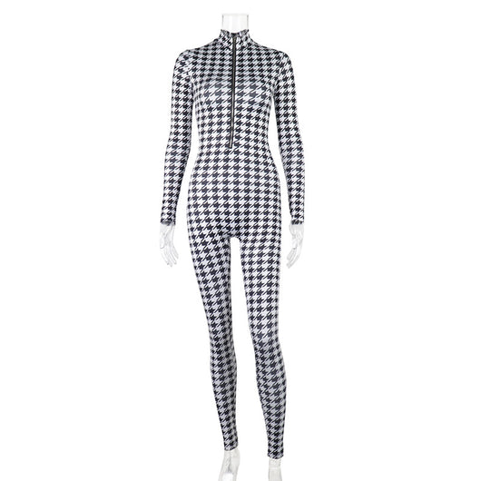 Jumpsuit Estampado Pata de Gallo con Levantacaderas y Cuello Alto - Image 13