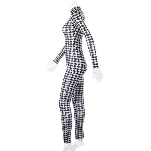 Jumpsuit Estampado Pata de Gallo con Levantacaderas y Cuello Alto - Image 14