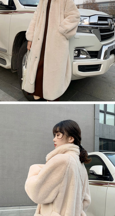 Abrigo Largo de Visón y Terciopelo con Solapas Amplias para Mujer - Image 10