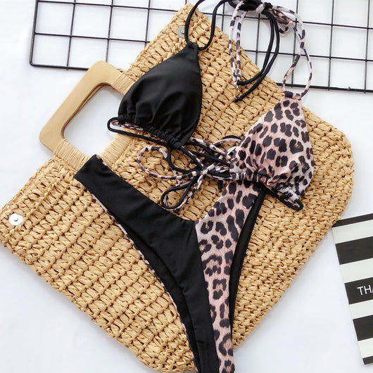 Bikini Estampado Leopardo con Cuello Anudado - Image 18