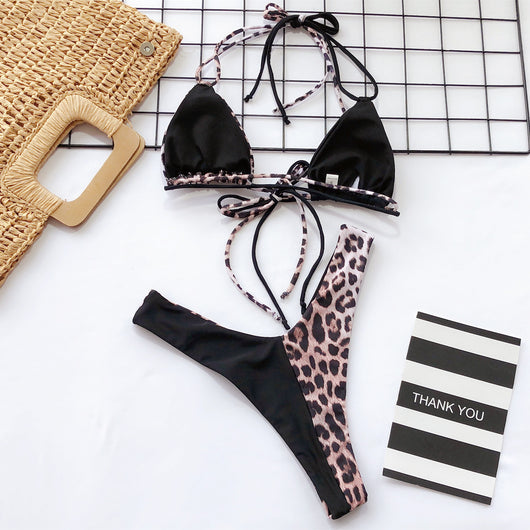 Bikini Estampado Leopardo con Cuello Anudado - Image 19