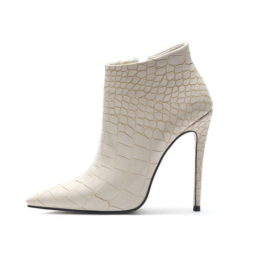 Botines Nude con Patrón de Piedra - Punta Fina y Tacón Delgado - Image 10