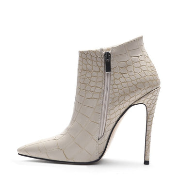 Botines Nude con Patrón de Piedra - Punta Fina y Tacón Delgado - Image 12