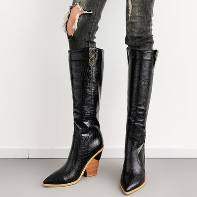 Botas Altas de Tacón Grueso Estilo Martin para Mujer - Image 28