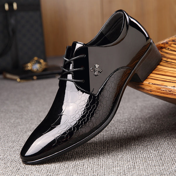 Zapatos de Vestir Elegantes con Cordones y Acabado Brillante