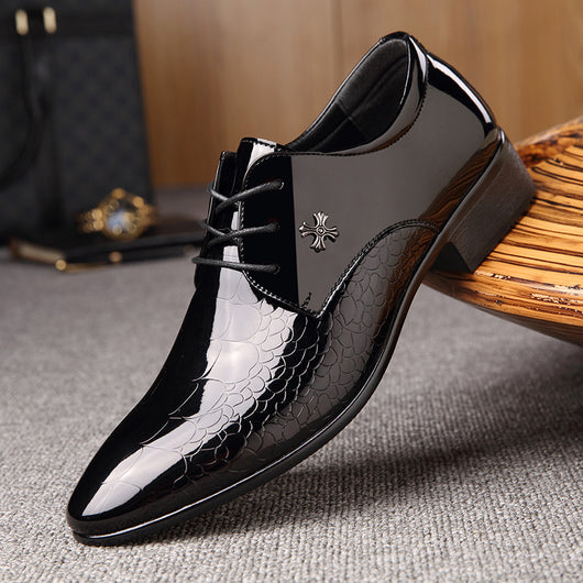 Zapatos de Vestir Elegantes con Cordones y Acabado Brillante