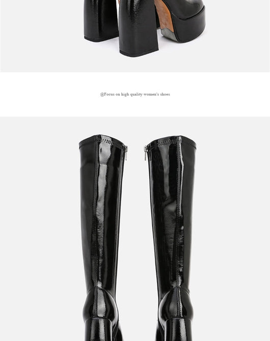 Botas Altas de Plataforma con Tacón Grueso y Punta Redonda - Image 10