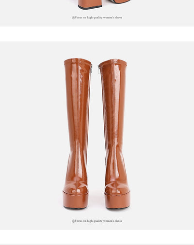 Botas Altas de Plataforma con Tacón Grueso y Punta Redonda - Image 13