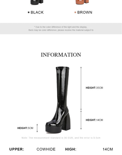 Botas Altas de Plataforma con Tacón Grueso y Punta Redonda - Image 16