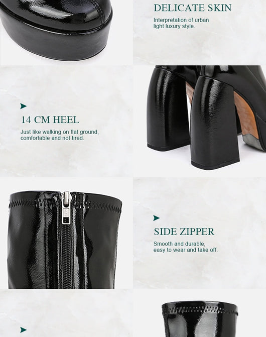 Botas Altas de Plataforma con Tacón Grueso y Punta Redonda - Image 19