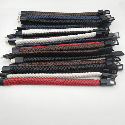 Pulsera Cable de Datos Tejida en Cuero - Diseño Creativo 2 en 1 - Image 18