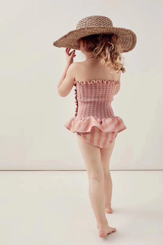 Traje de Baño Infantil Siamés a Rayas con Encaje Estilo Princesa - Image 8
