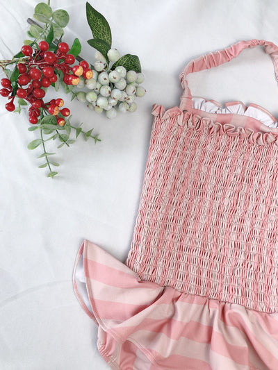 Traje de Baño Infantil Siamés a Rayas con Encaje Estilo Princesa - Image 9