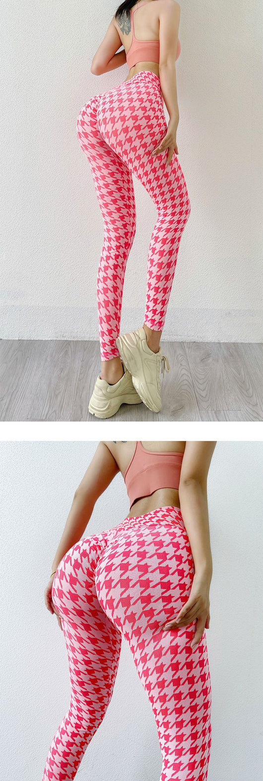 Pantalones Yoga Tejidos sin Costuras Diseño Pata de Gallo para Mujer - Image 7